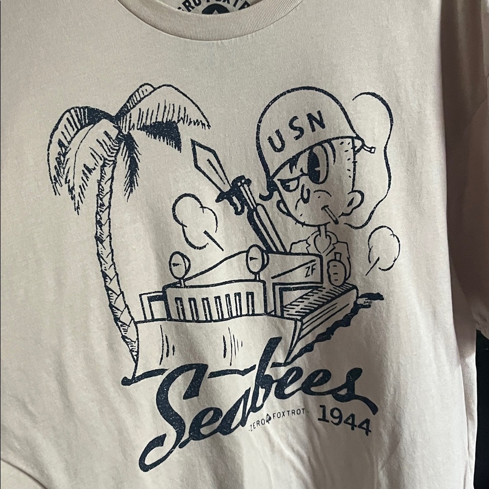 USN Seabees Graphic Tee - Cream